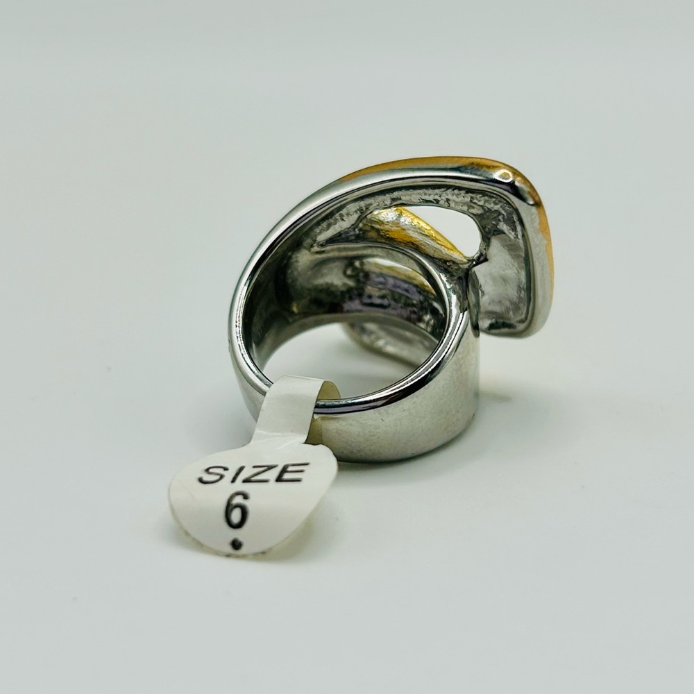 💙💚 Modern Geometric Statement Ring – 14K Gold Plated & Stainless Steel - Picture 5 of 14
